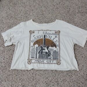 Altar'd State White Crop Top with Nashville Print